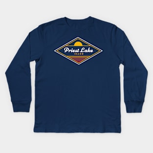 Priest Lake Idaho Priest Lake Camping Retro Sunset Kids Long Sleeve T-Shirt